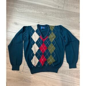 Vintage Pendleton Country Traditionals Argyle Cotton Sweater Men’s L Made in USA
